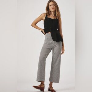 Maeve Black and Gray Checkered Trousers